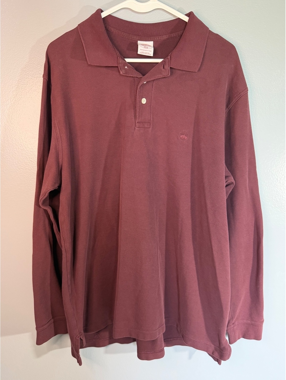 Brooks Brothers Men's Performance Polo Shirt Large Burgundy Cotton